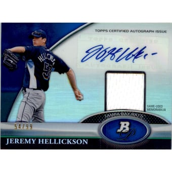 2011 Bowman Platinum Relic Autograph Blue Refractors #JHL Jeremy Hellickson