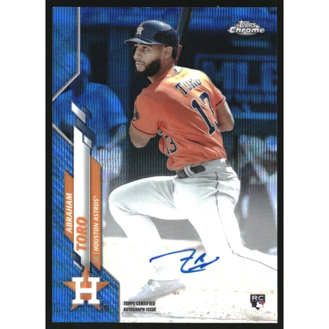 2020 Topps Chrome Rookie Autographs Blue Wave Refractors #RAAT Abraham Toro. rookie card picture
