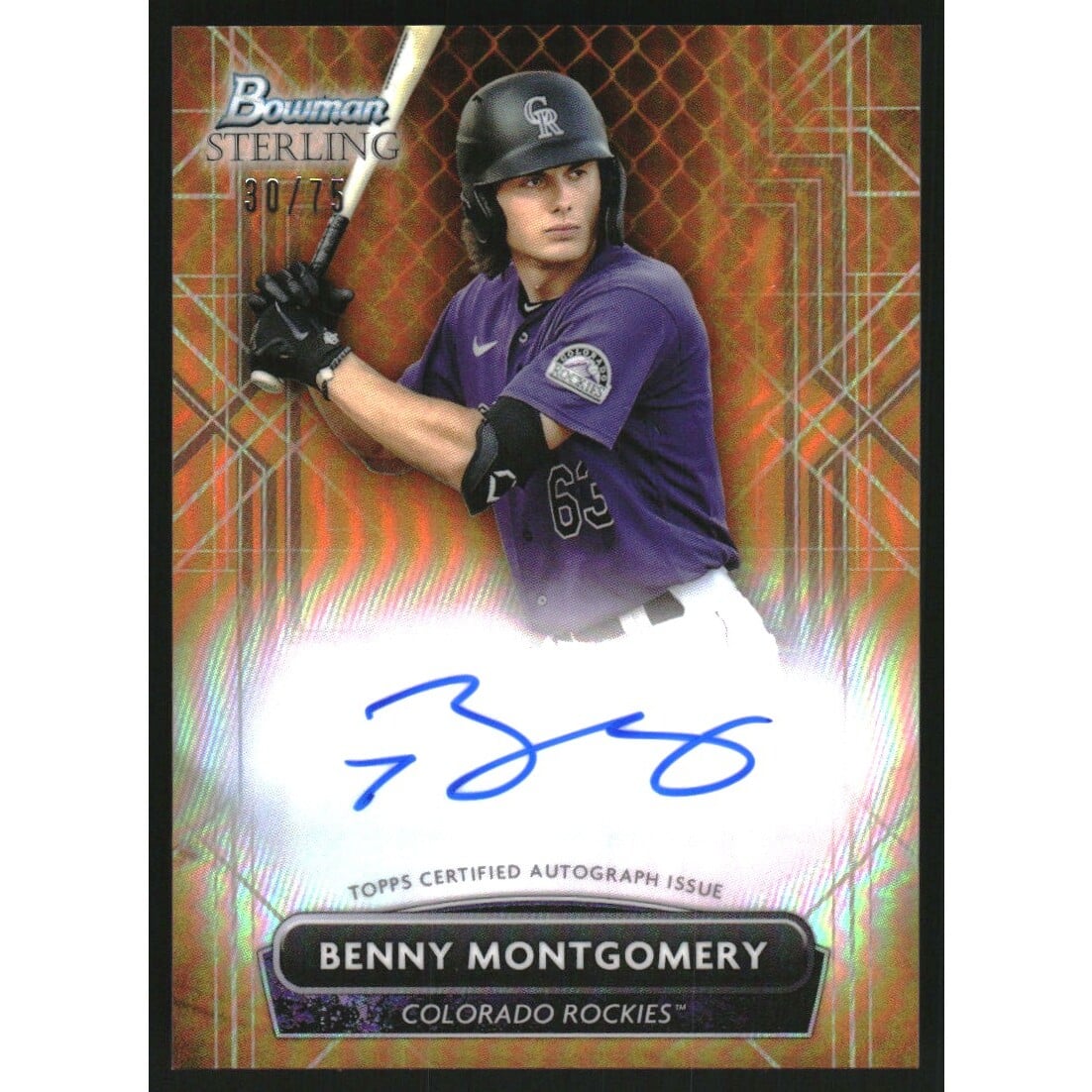 2022 Bowman Sterling Prospect Autographs Orange Refractors #PABM Benny Montgomery. rookie card picture