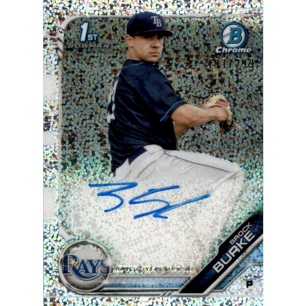 2019 Bowman Chrome Prospect Autographs Speckle Refractors #CPABBU Brock Burke. rookie card picture