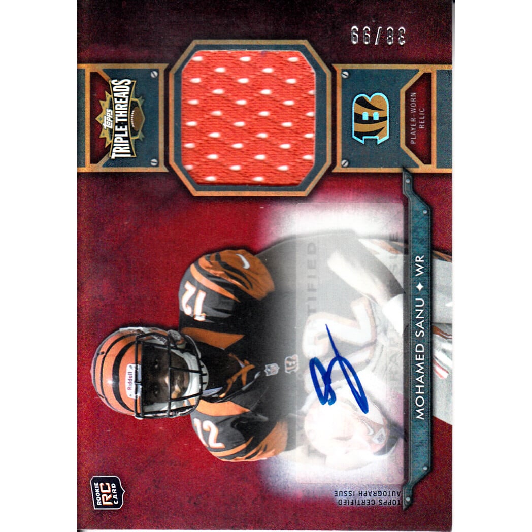 2012 Topps Triple Threads Rookies Autographed Relics #TTRAR56 Mohamed Sanu. rookie card picture