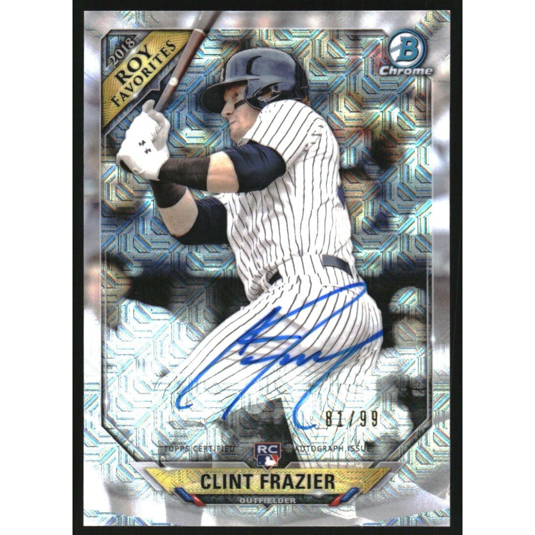 2018 Bowman Chrome Mega Box Rookie of the Year Favorites Autographs Refractors #ROYFACF Clint Frazier. rookie card picture