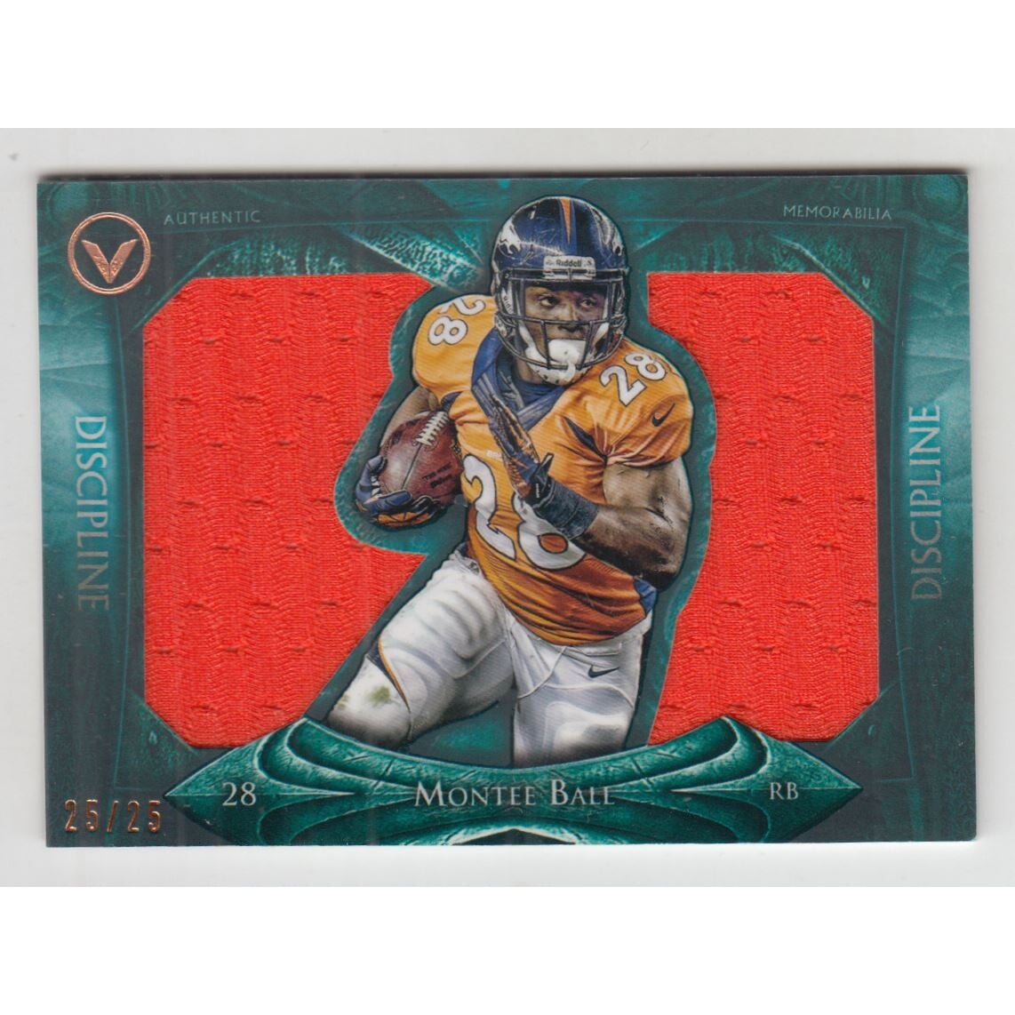 2014 Topps Valor Jumbo Relics Discipline #VJRMB Montee Ball. rookie card picture