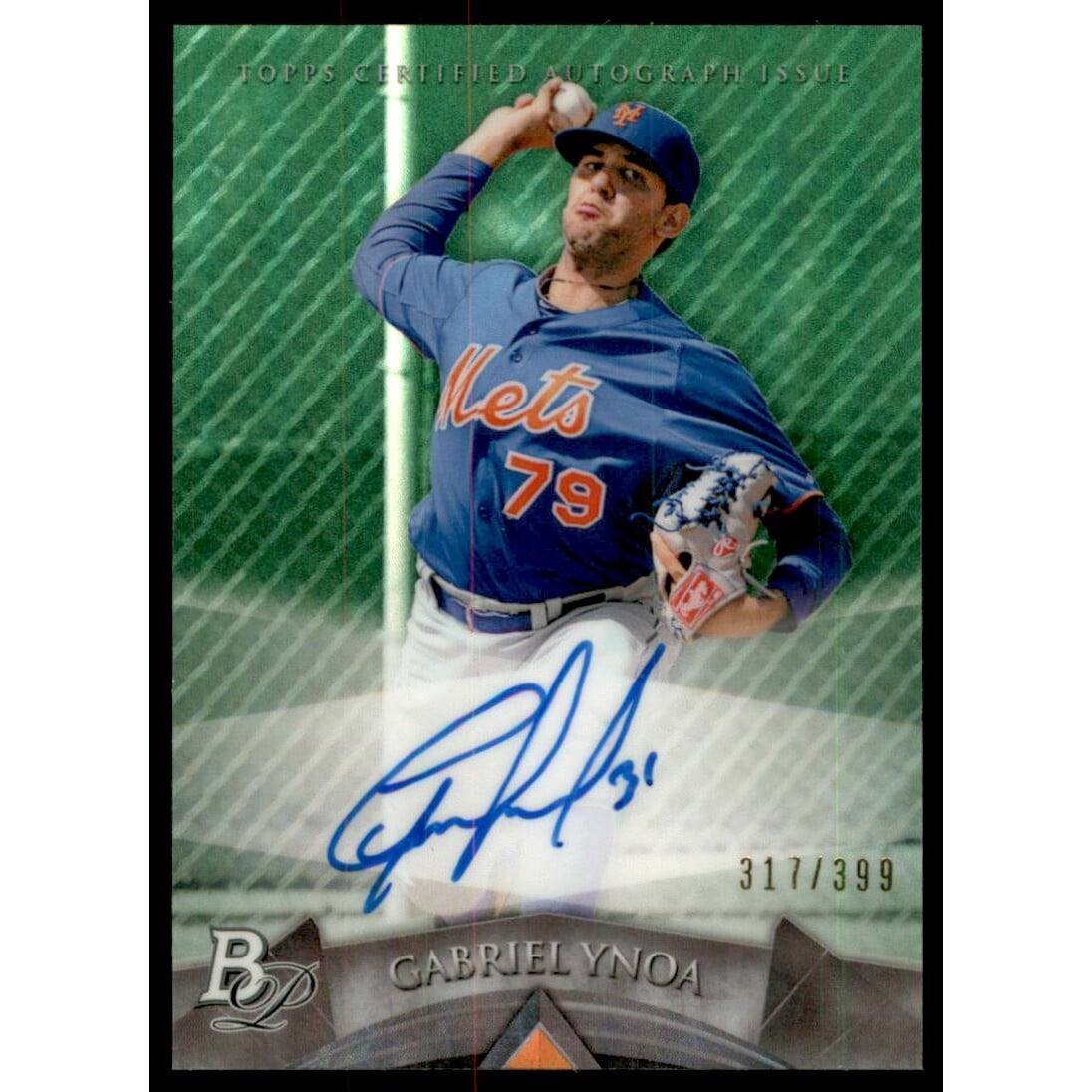 2014 Bowman Platinum Prospect Autographs Green Refractors #APGY Gabriel Ynoa. rookie card picture
