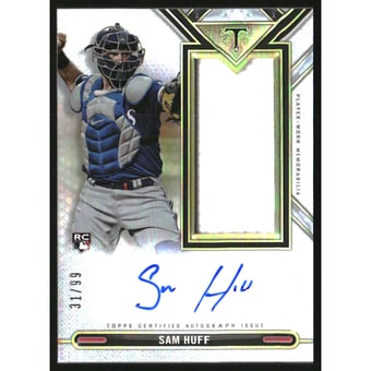2021 Topps Triple Threads Single Jumbo Relic Autographs #ASJRSH Sam Huff