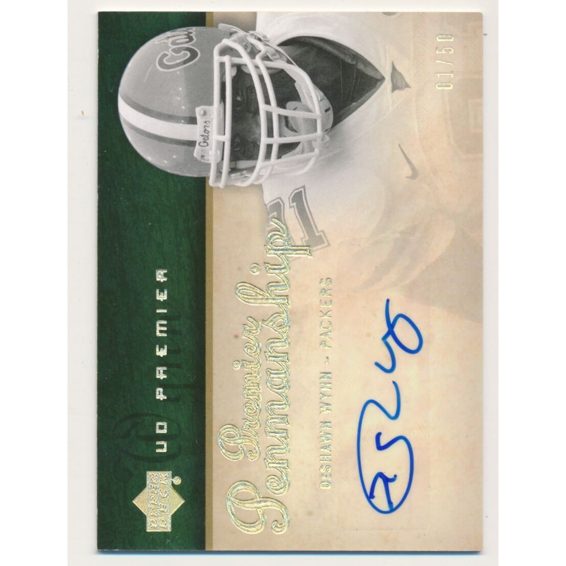 2007 Upper Deck Premier Penmanship Autographs Gold Holofoil #PPWY DeShawn Wynn/50. rookie card picture