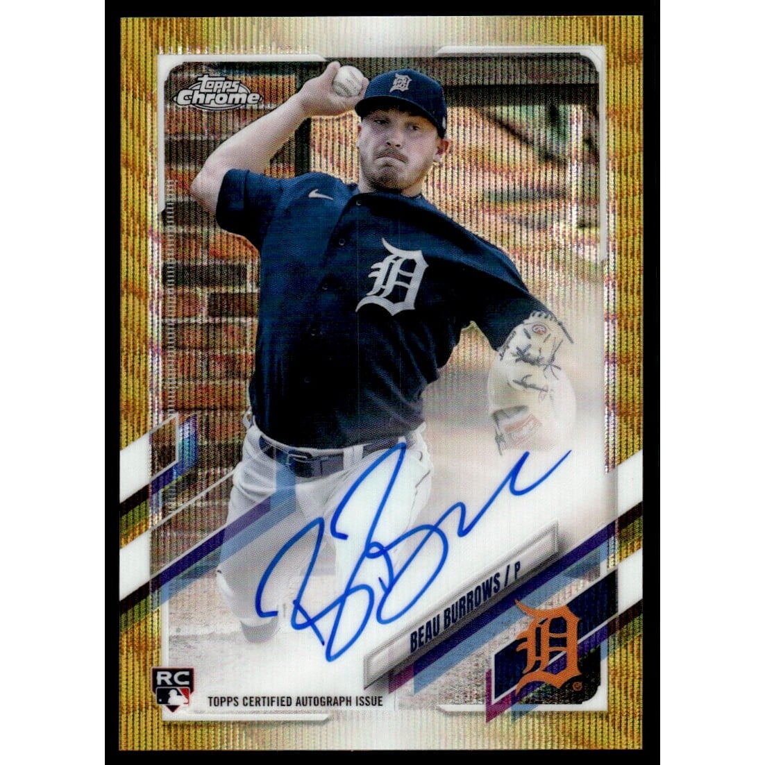 2021 Topps Chrome Rookie Autographs Gold Wave Refractors #RABB Beau Burrows. rookie card picture