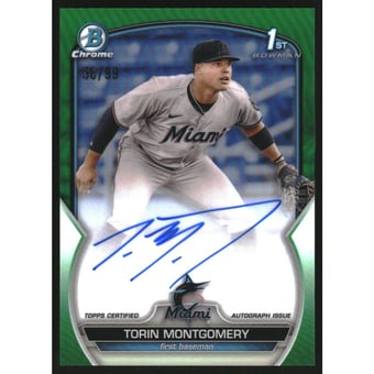 2023 Bowman Chrome Prospect Autographs Green Refractors #CPATM Torin Montgomery