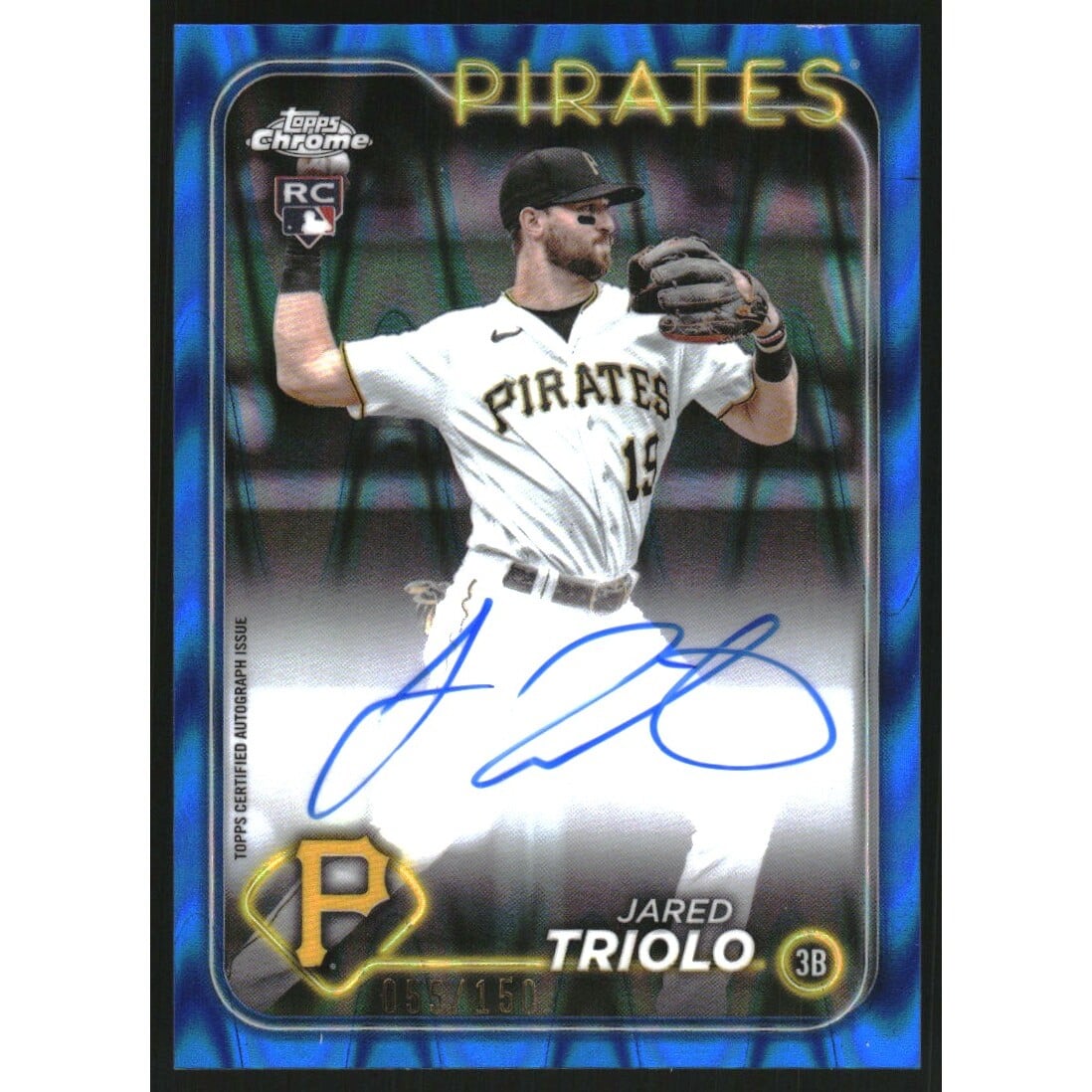 2024 Topps Chrome Rookie Autographs Blue RayWave Refractors #RAJTR Jared Triolo. rookie card picture