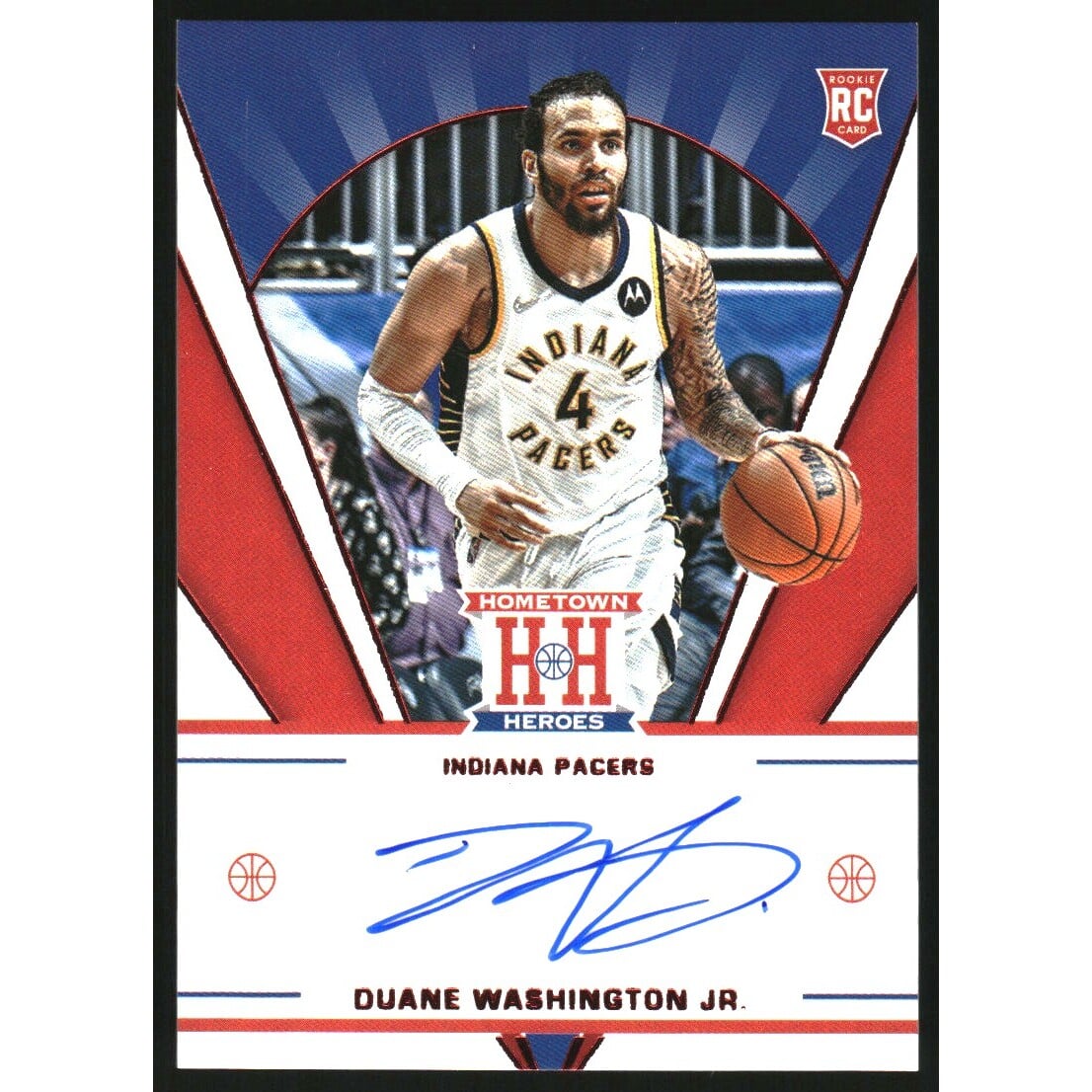 2021-22 Panini Chronicles Hometown Heroes Rookie Autographs Red #9 Duane Washington Jr.. rookie card picture