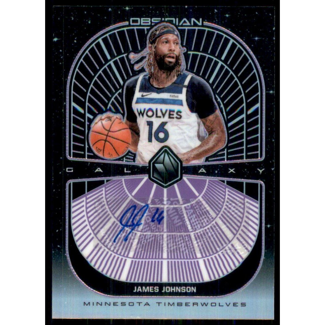 2019-20 Panini Obsidian Galaxy Autographs Electric Etch Purple #20 James Johnson/75. rookie card picture