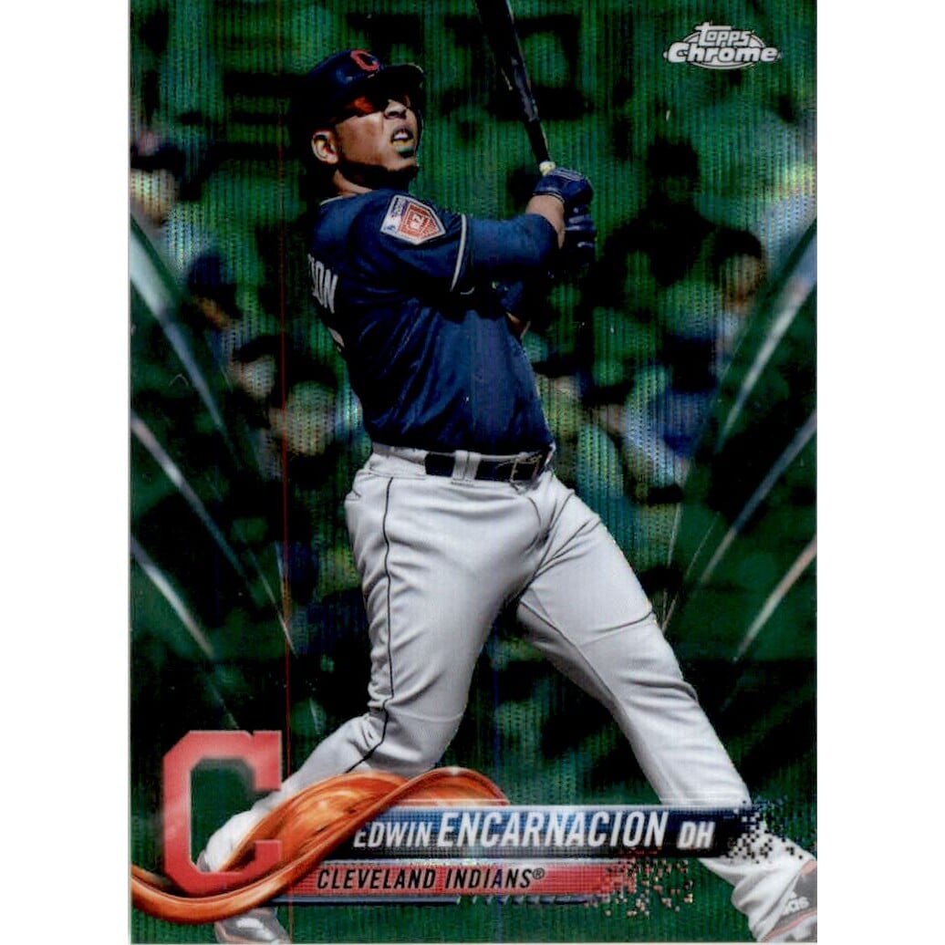 2018 Topps Chrome Green Wave Refractors #199 Edwin Encarnacion. rookie card picture