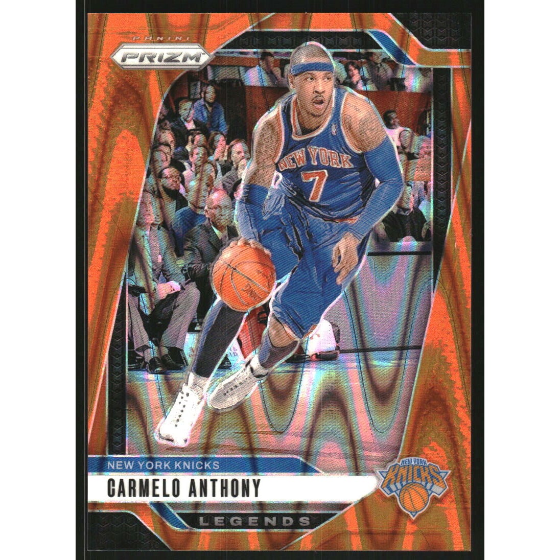2024-25 Panini Prizm Prizms Orange Seismic #285 Carmelo Anthony. rookie card picture