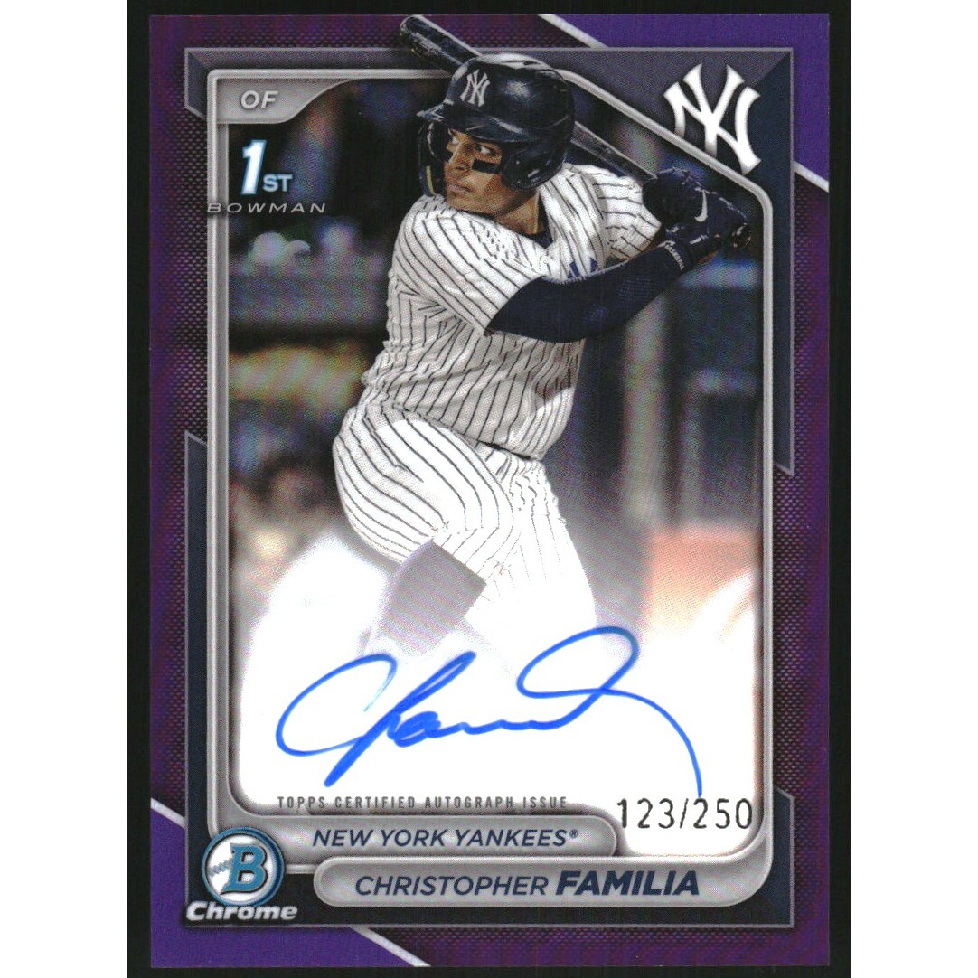 2024 Bowman Chrome Prospect Autographs Purple Refractors #CPACF Christopher Familia 2024 Bowman Chrome Prospect Autographs Purple Refractors #CPACF Christopher Familia