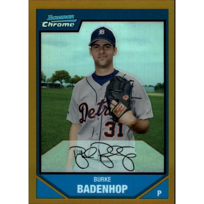 2007 Bowman Chrome Prospects Gold Refractors #BC118 Burke Badenhop. rookie card picture