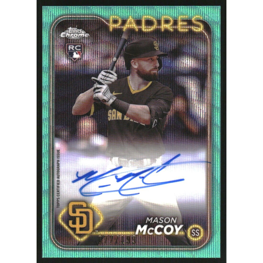 2024 Topps Chrome Rookie Autographs Aqua Wave Refractors #RAMCC Mason McCoy. rookie card picture