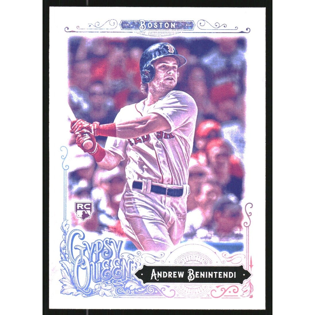 2017 Topps Gypsy Queen Missing Blackplate #282 Andrew Benintendi. rookie card picture