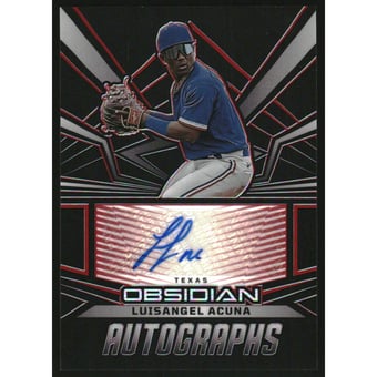 2023 Panini Chronicles Obsidian Autographs Electric Etch Red #33 Luisangel Acuna