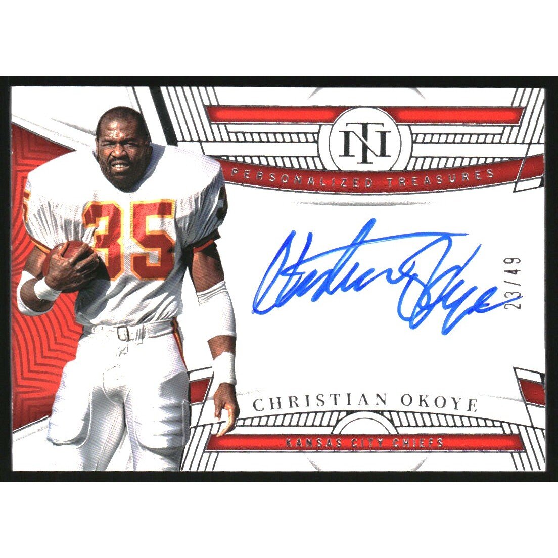 2022 Panini National Treasures Personalized Treasures #1 Christian Okoye. rookie card picture