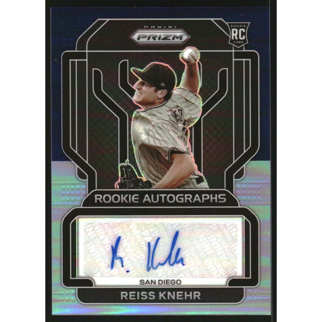 2022 Panini Prizm Rookie Autographs Prizms Navy Blue Carolina Blue #48 Reiss Knehr. rookie card picture