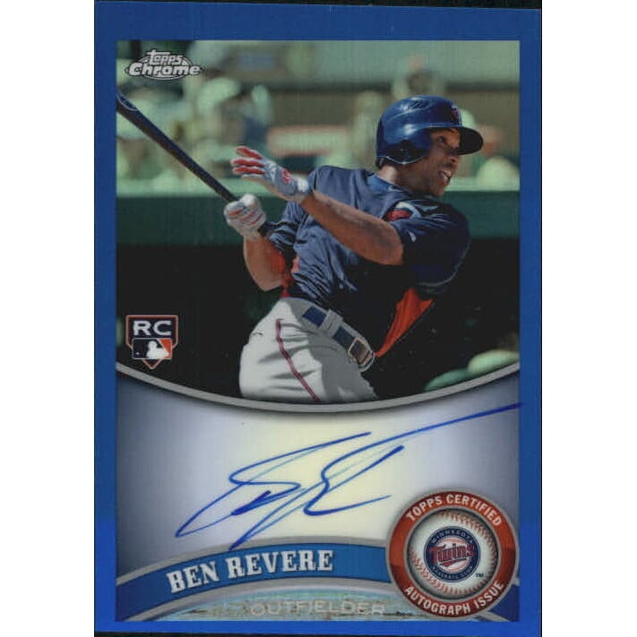 2011 Topps Chrome Rookie Autographs Blue Refractors #175 Ben Revere. rookie card picture