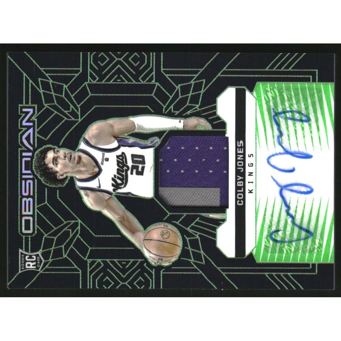 2023-24 Panini Obsidian Rookie Jersey Ink Electric Etch Green #2 Colby Jones