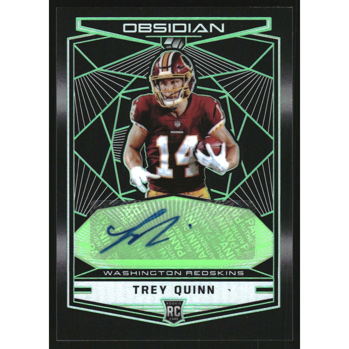 2018 Panini Obsidian Rookie Autographs Electric Etch Green #93 Trey Quinn/25. rookie card picture