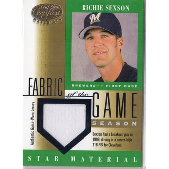 2001 Leaf Certified Materials Fabric of the Game #85SN Richie Sexson/116