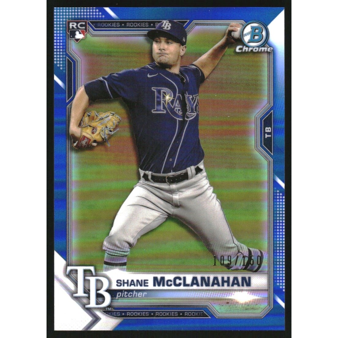 2021 Bowman Chrome Blue Refractors #8 Shane McClanahan. rookie card picture