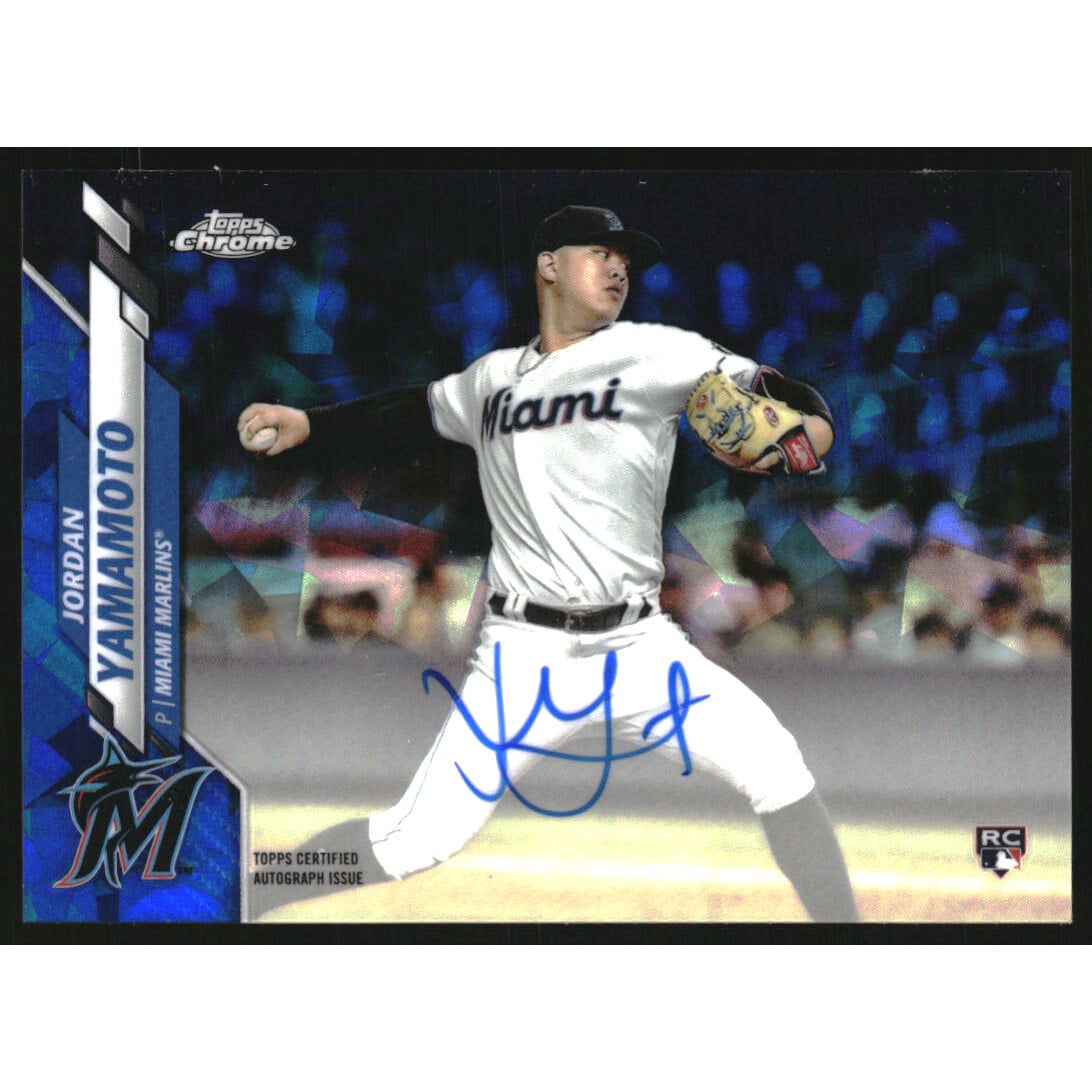 2020 Topps Chrome Sapphire Autographs #CSAJY Jordan Yamamoto. rookie card picture