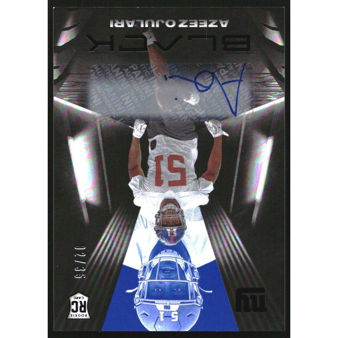 2021 Panini Black Rookie Autographs Sapphire #166 Azeez Ojulari/35. rookie card picture