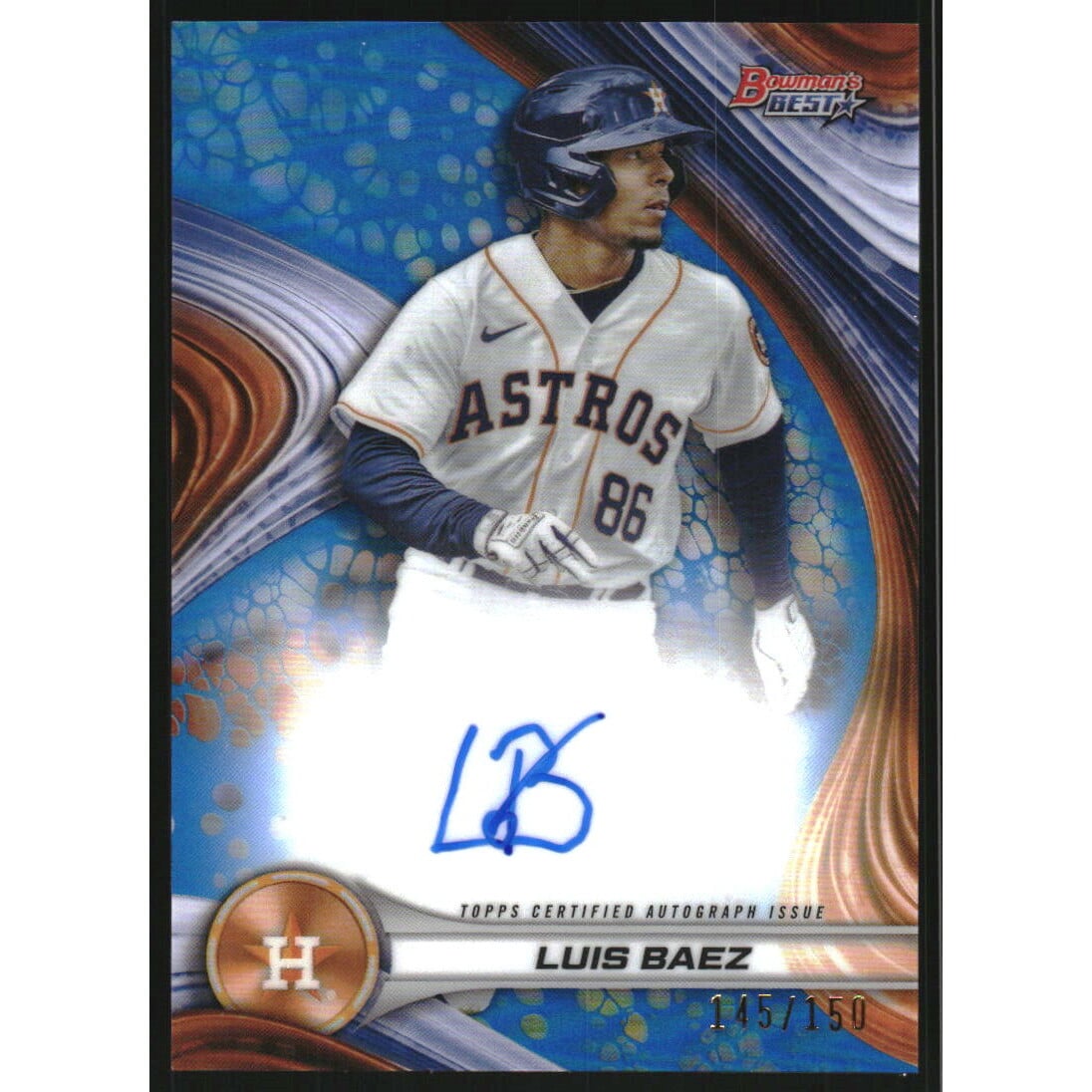 2024 Bowman's Best Best of '24 Autographs Blue Refractors #B24LB Luis Baez. rookie card picture