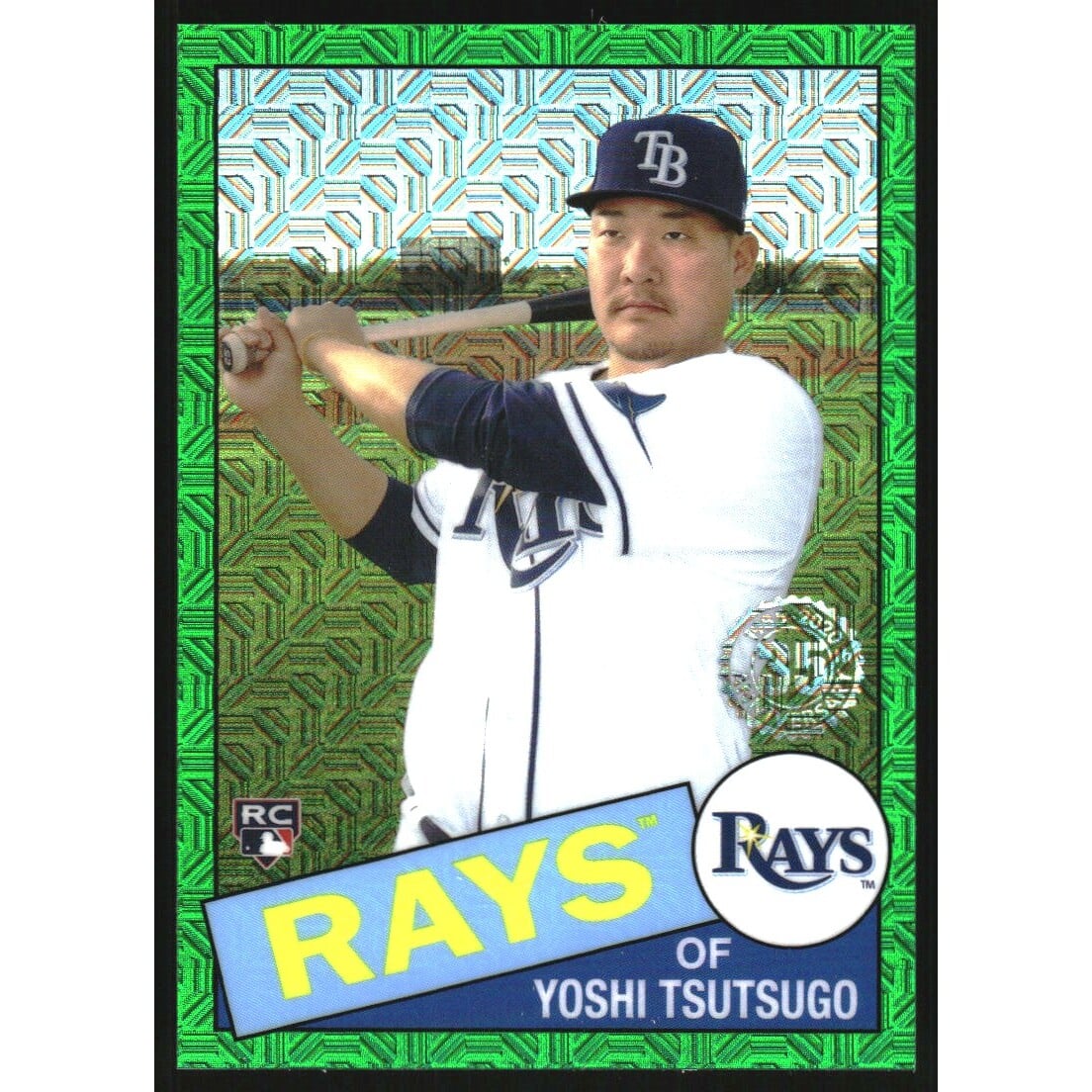 2020 Topps Update '85 Topps Silver Pack Chrome Green Refractors #CPC18 Yoshi Tsutsugo. rookie card picture