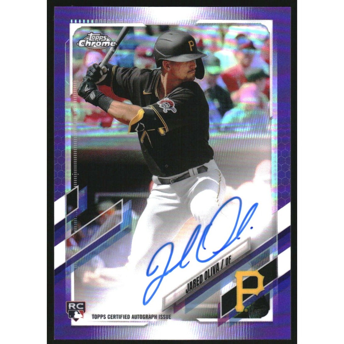 2021 Topps Chrome Rookie Autographs Purple Refractors #RAJOL Jared Oliva. rookie card picture