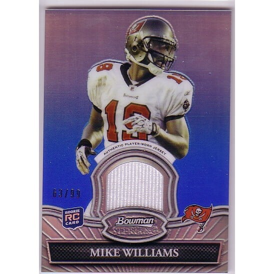 2010 Bowman Sterling Blue Refractors #BSRMW Mike Williams JSY. rookie card picture