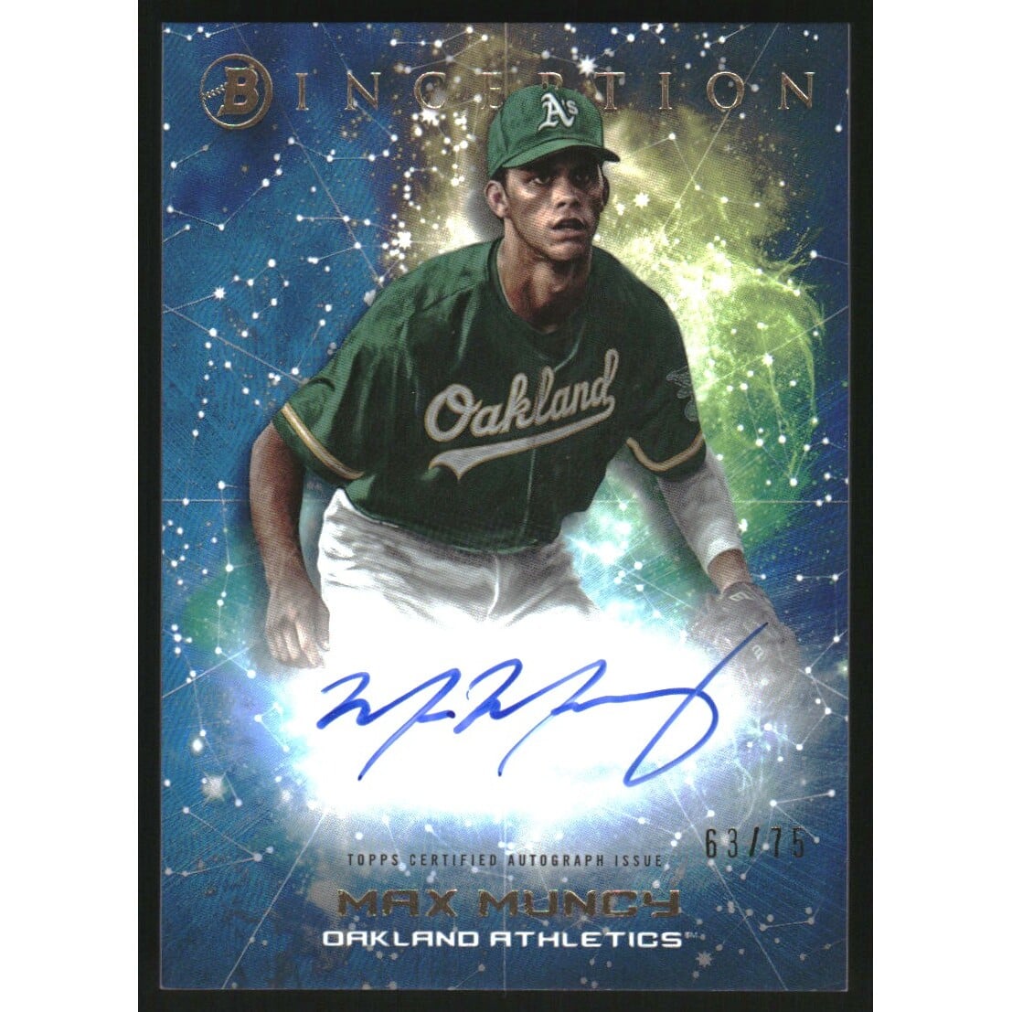 2022 Bowman Inception Primordial Prospects Autographs Blue #PPAMMY Max Muncy. rookie card picture