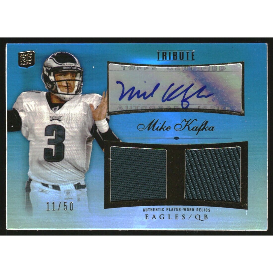 2010 Topps Tribute Autographed Dual Relics Blue #ADRMKA Mike Kafka. rookie card picture