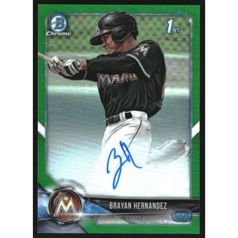 2018 Bowman Chrome Prospect Autographs Green Refractors #CPABHE Brayan Hernandez