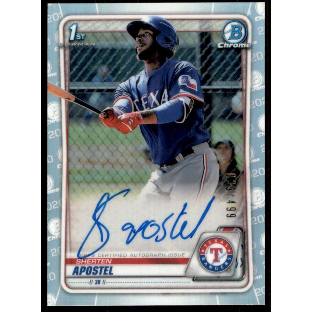 2020 Bowman Chrome Prospect Autographs Refractors #CPASA Sherten Apostel. rookie card picture