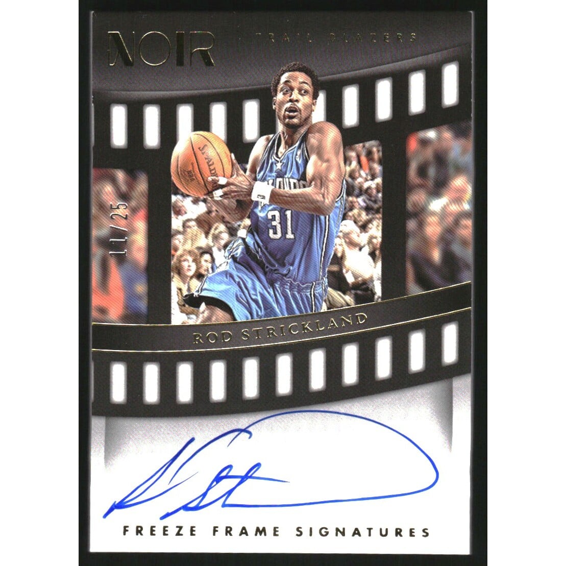 2022-23 Panini Noir Freeze Frame Signatures Gold #5 Rod Strickland/25. rookie card picture