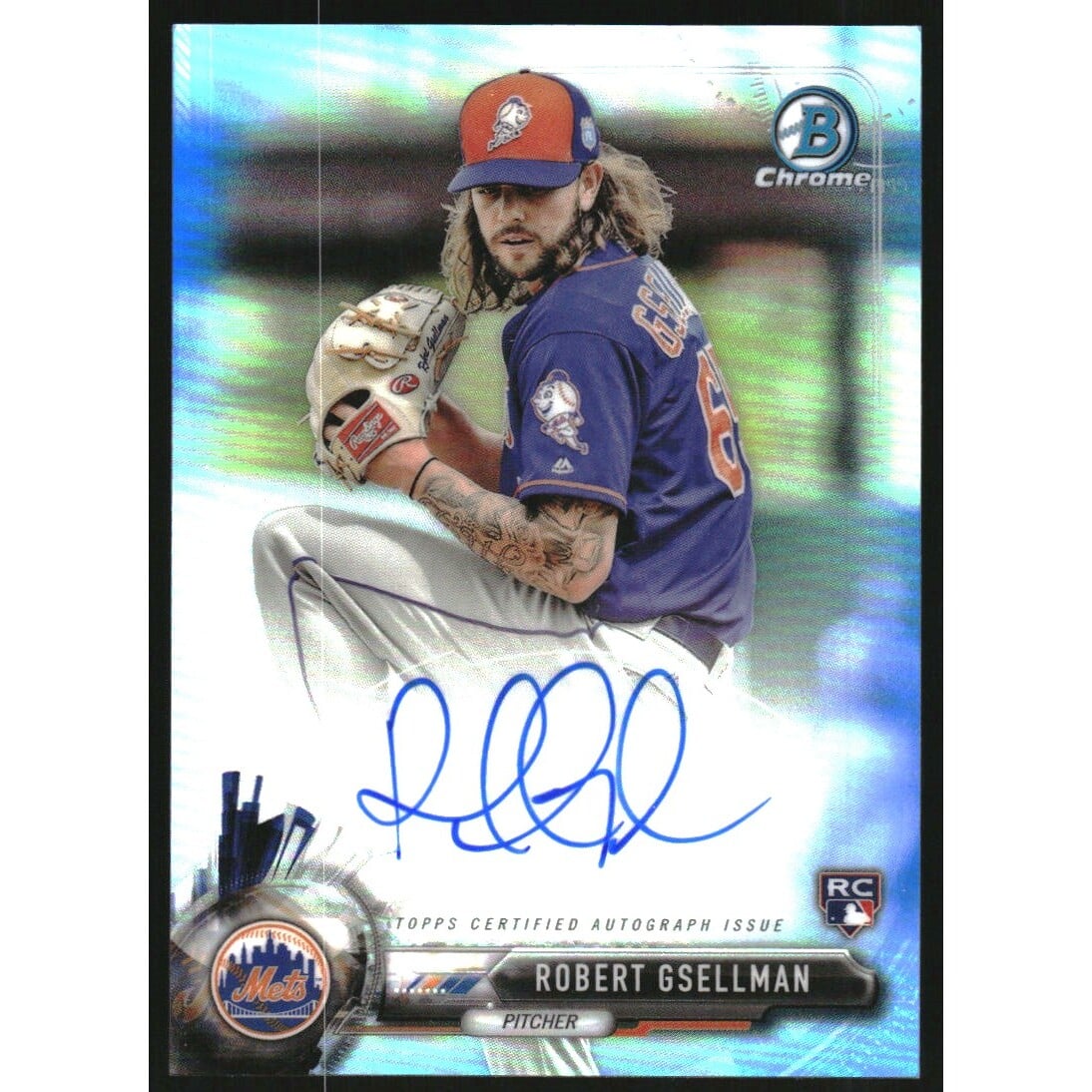 2017 Bowman Chrome Rookie Autographs Blue Refractors #BCARRG Robert Gsellman. rookie card picture