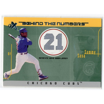 2003 E-X Behind the Numbers Game Jersey Number #SS Sammy Sosa/21