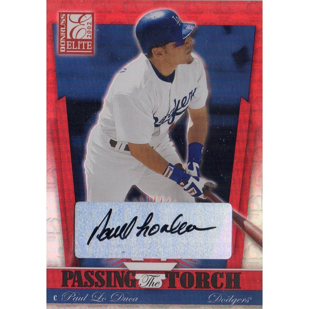 2002 Donruss Elite Passing the Torch Autographs #22 Paul LoDuca/100. rookie card picture