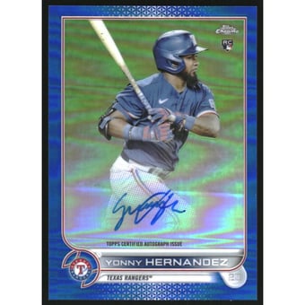 2022 Topps Chrome Rookie Autographs Blue Refractors #RAYH Yonny Hernandez