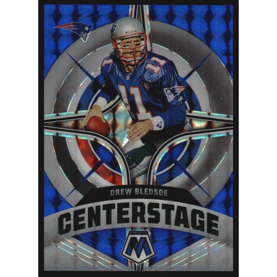 2022 Panini Mosaic Center Stage Mosaic Blue #19 Drew Bledsoe. rookie card picture