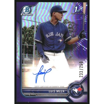 2022 Bowman Chrome Prospect Autographs Purple Refractors #CPALM Luis Meza