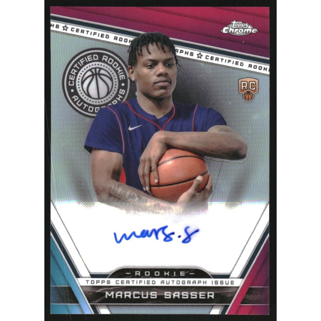 2023-24 Topps Chrome Rookie Autographs Refractors #CRAMS Marcus Sasser. rookie card picture