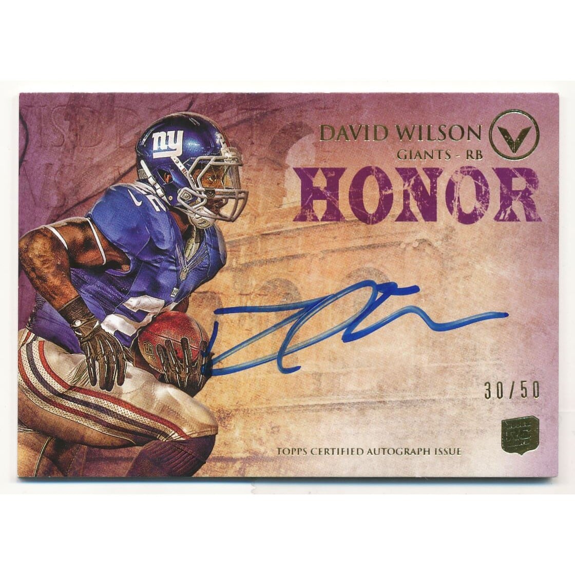 2012 Topps Valor Autographs Honor #VADW David Wilson. rookie card picture