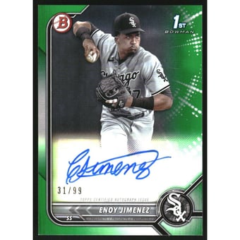 2022 Bowman Prospect Autographs Green #PPAEJZ Enoy Jimenez