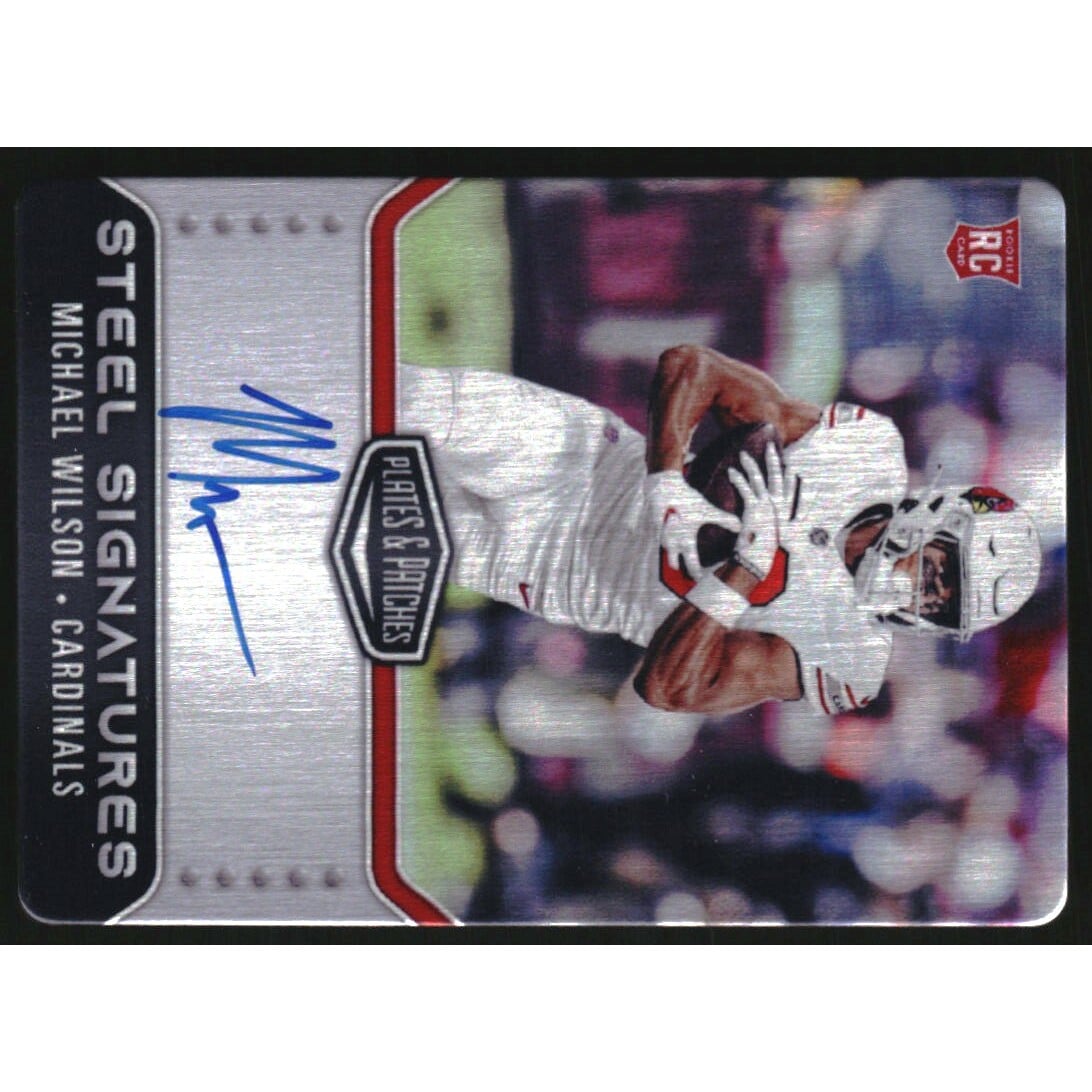 2023 Panini Plates and Patches Rookie Steel Signatures #32 Michael Wilson. rookie card picture